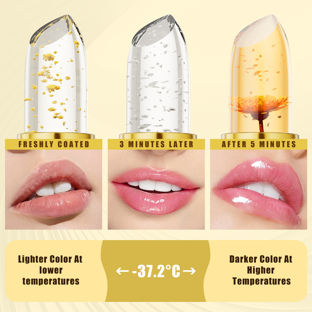 HelloKiss Moisturizing Color Changing Lipstick with Gold and Silver Foil Packaging for Natural Lip Care