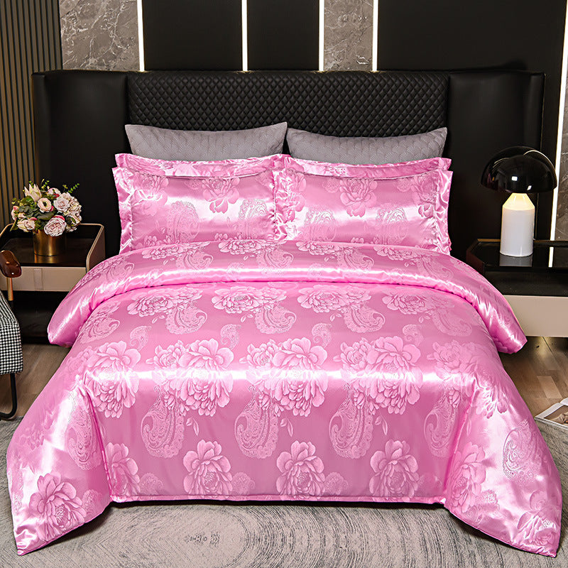 European Style Satin Silk Jacquard Bedding Set