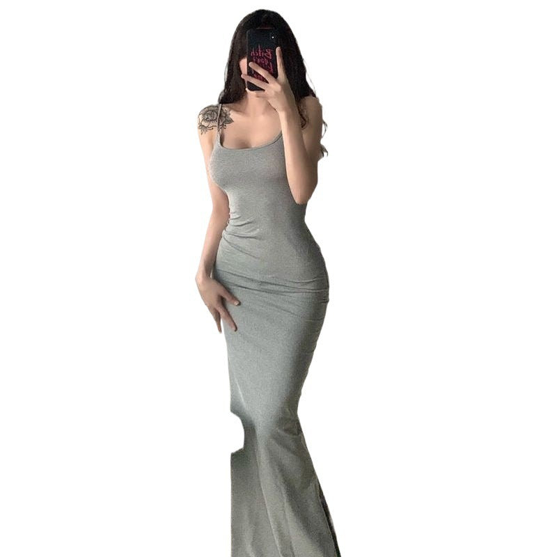 Suspender Fishtail Hem Dress