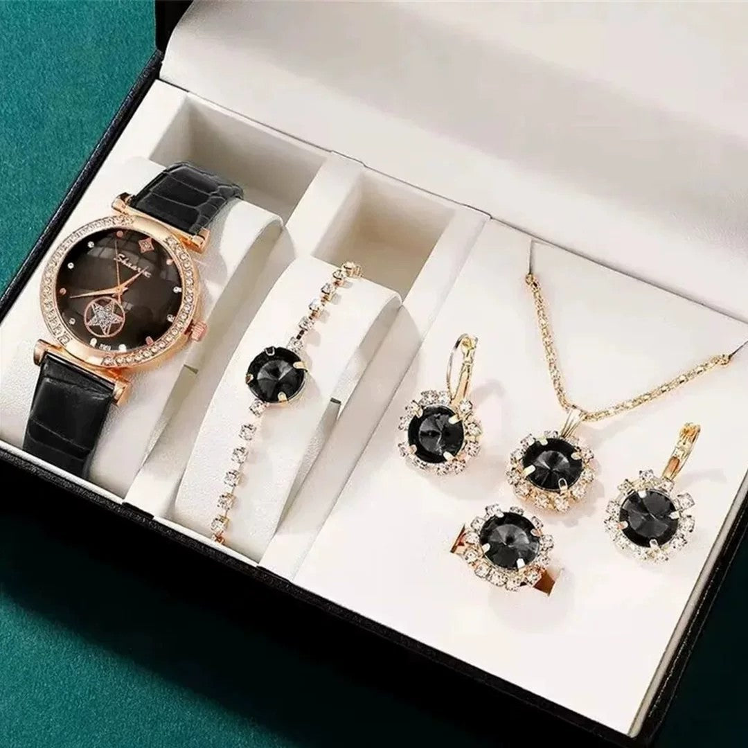 Simple Rhinestone Women's Quartz Watch with Imitation Leather Strap