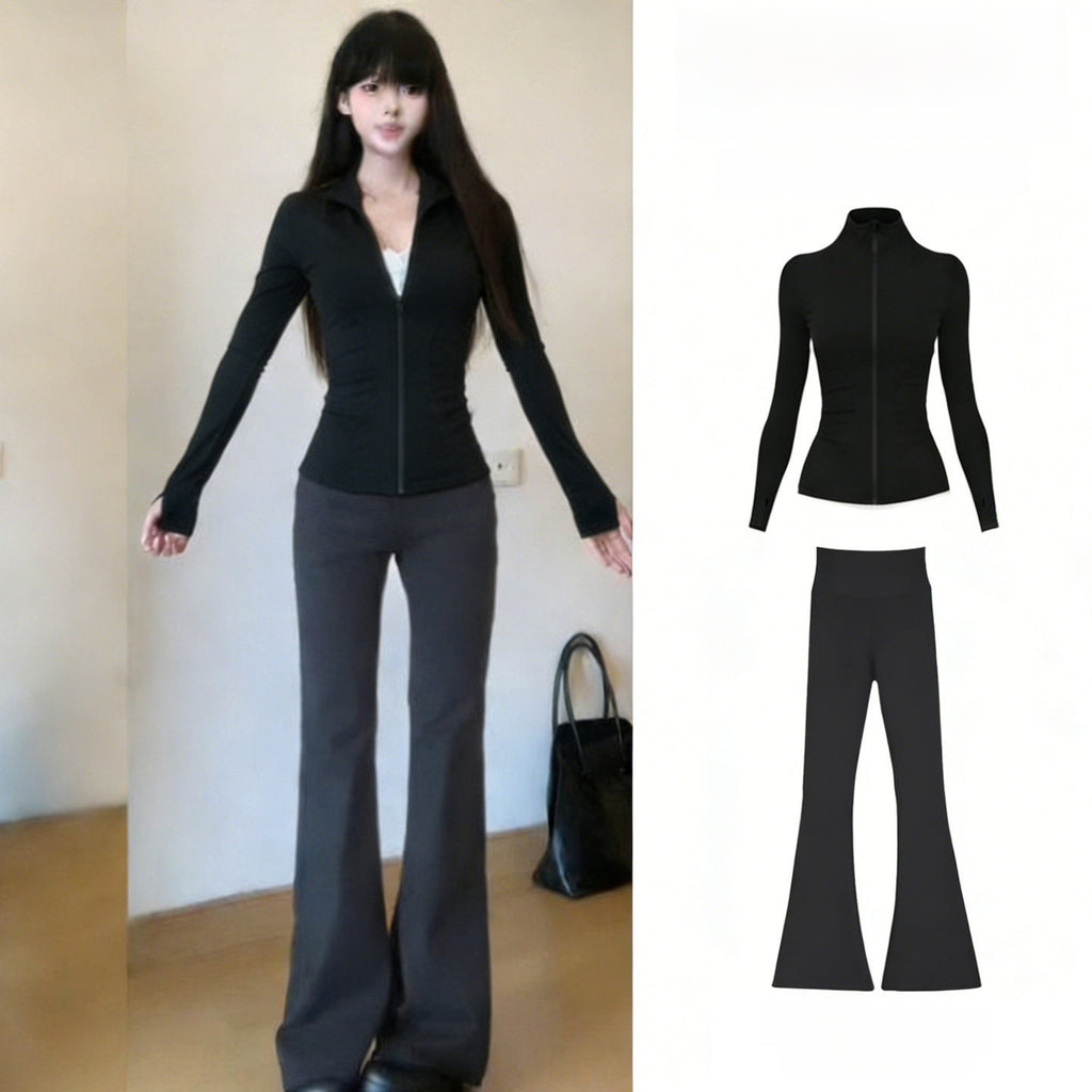 Women's 2-Piece Quick-Dry Long Sleeve Yoga Running Sports Set