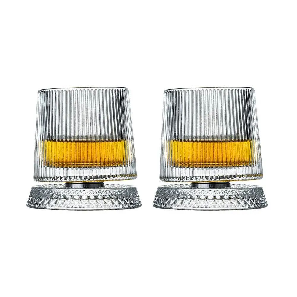 Rotating Base Whiskey Glass Set