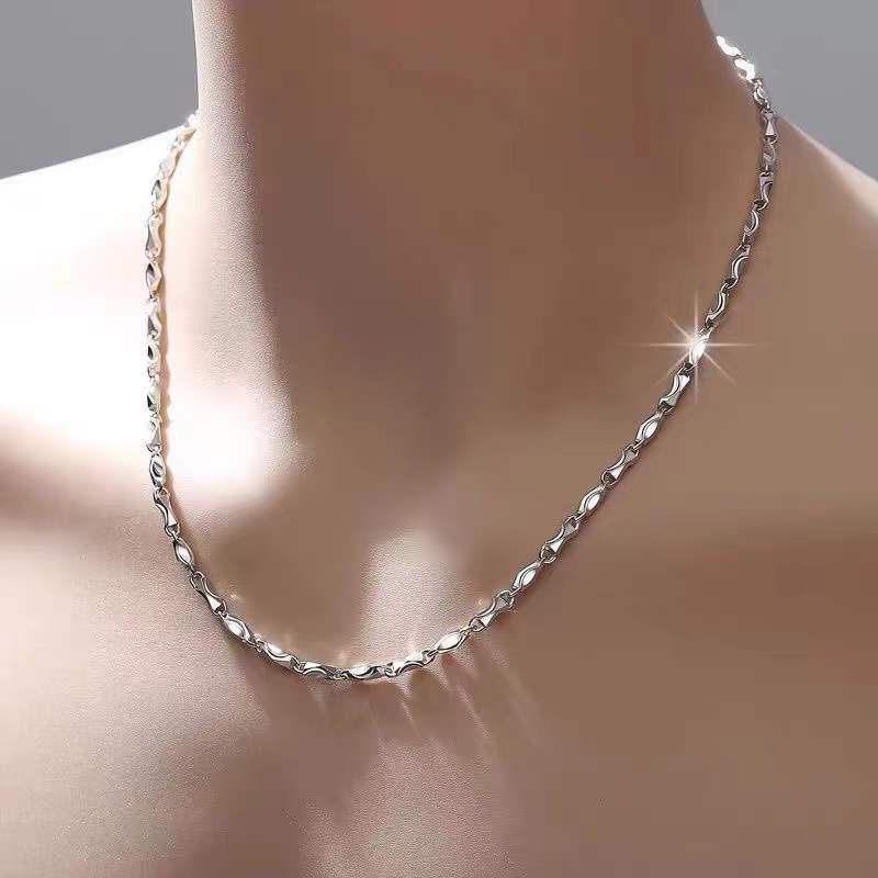 Retro Geometric Ingot Chain Necklace
