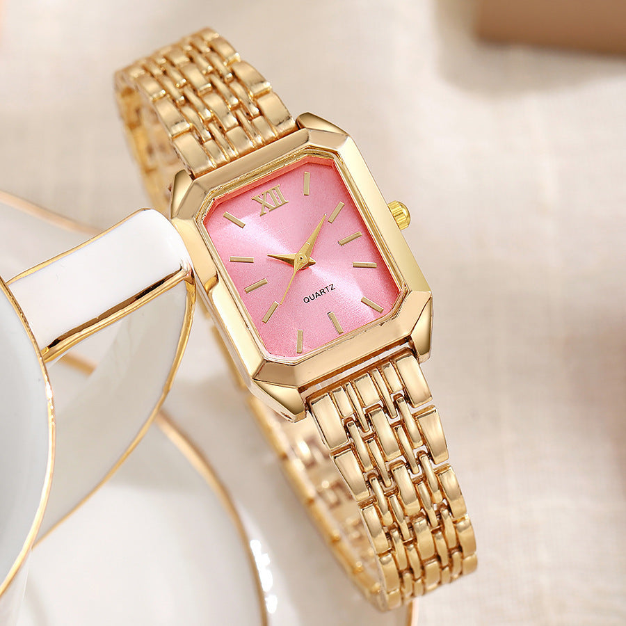 Women Fashion Square Quartz Wristwatch Stainless Steel Band Light Luxury