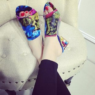 Rhinestone High Heel Fish Mouth Sandals