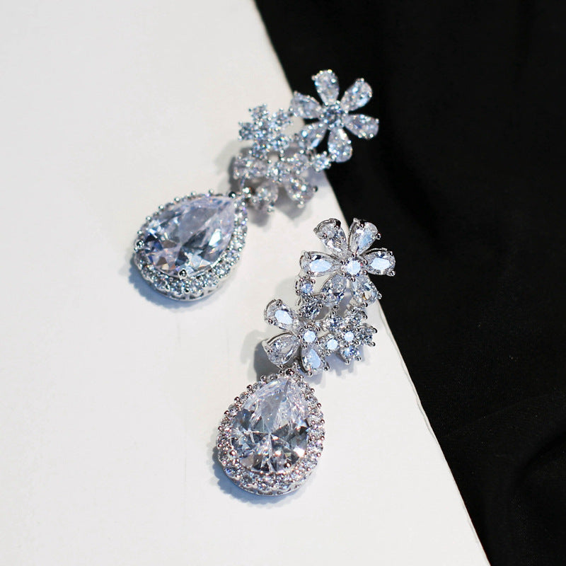 Zircon micro-set necklace earrings and ring set
