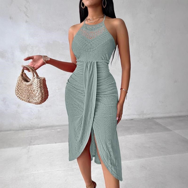 Halter-neck sleeveless dress