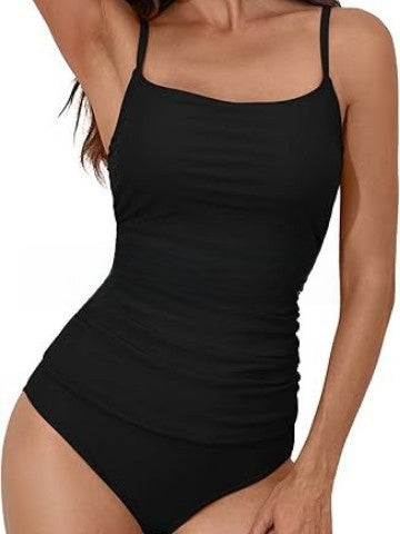 Women One Piece Swimsuit Solid Color Striped Sexy Swimwear