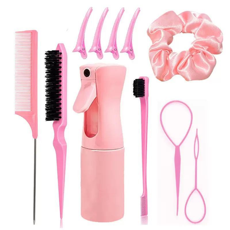 Hair Styling Comb Set with Spray Bottle and Eyebrow Brush