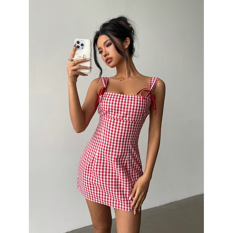 Women's Y2K Plaid Mini Suspender Dress