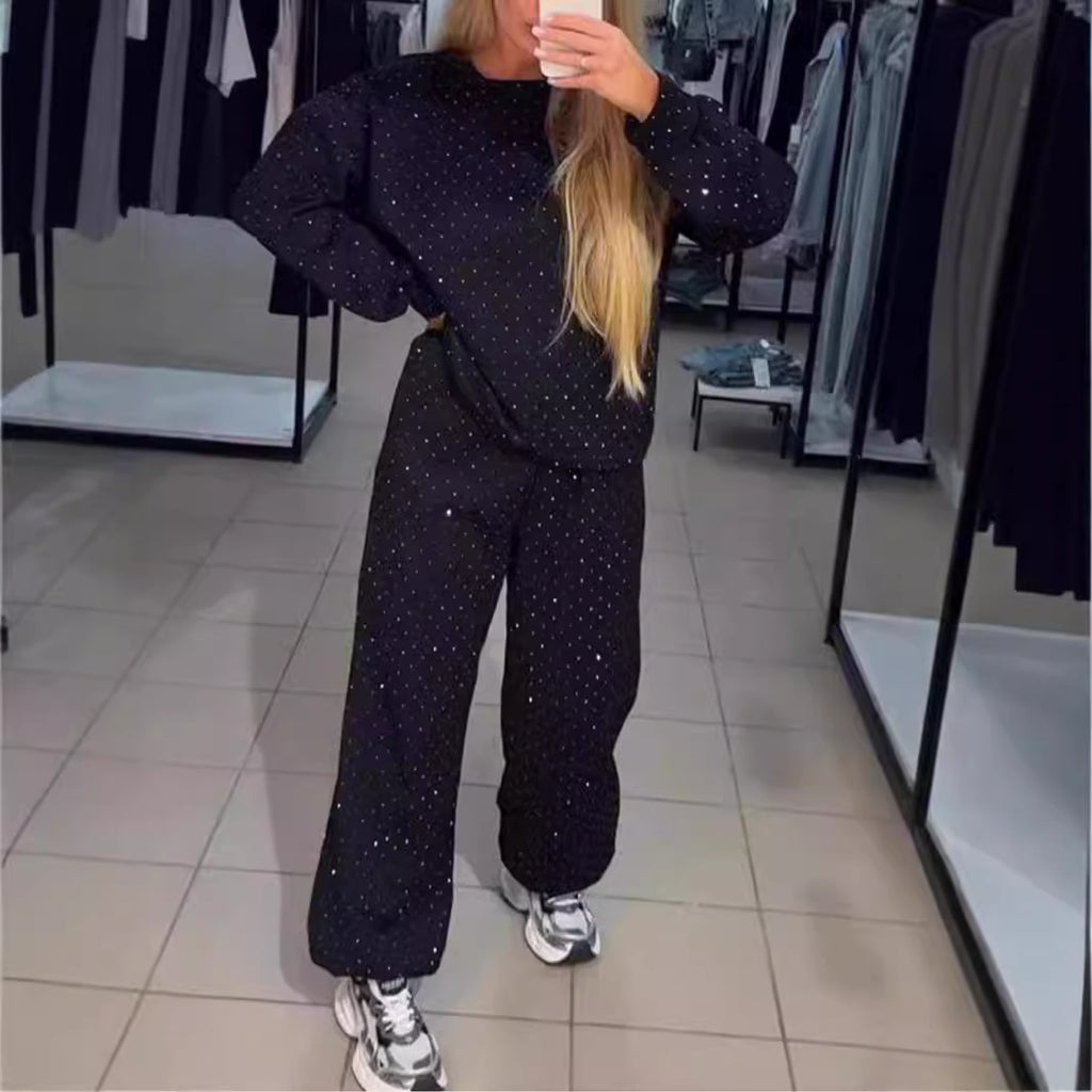 Women's Rhinestone Hoodie Jogger Set