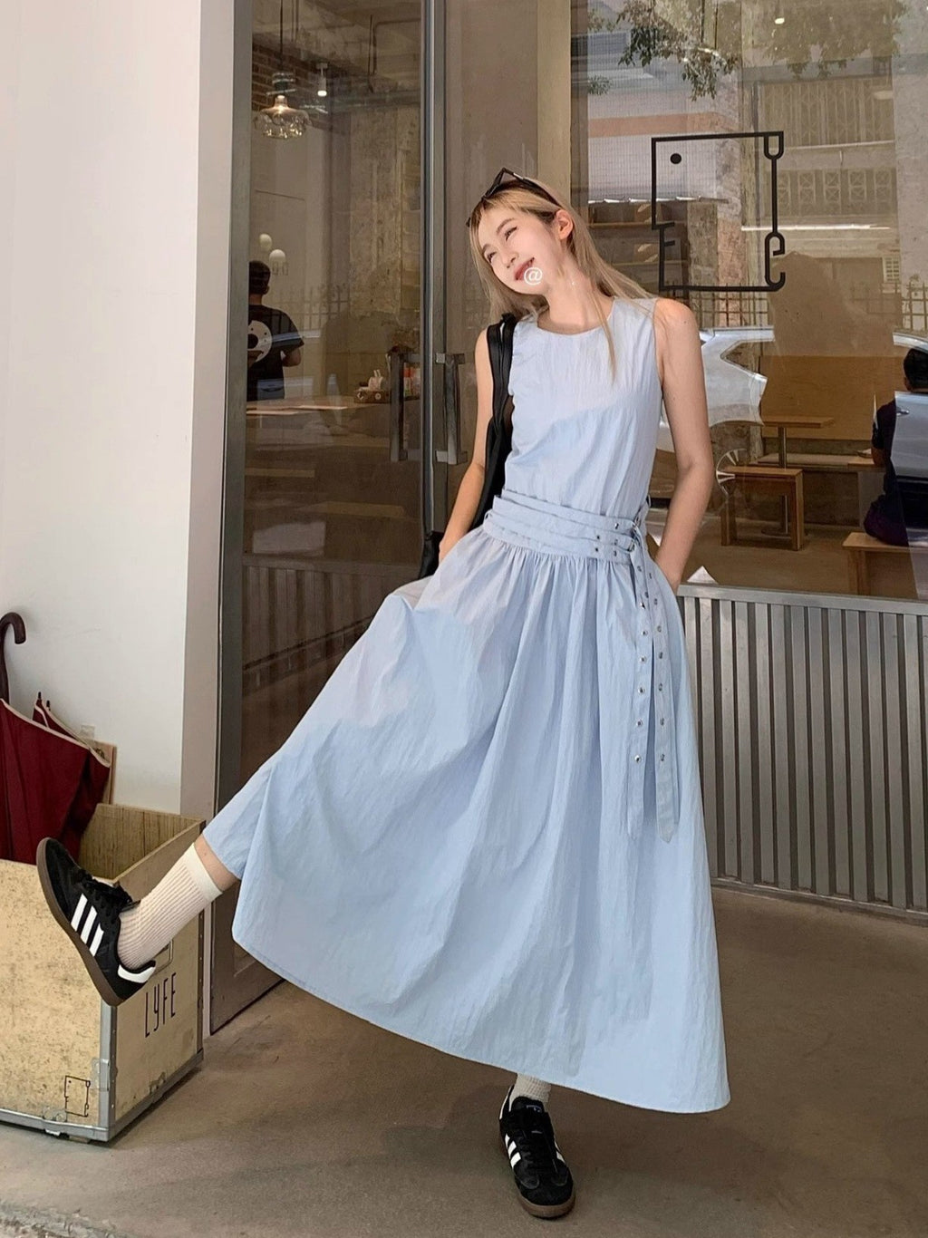 A wide A-line long dress