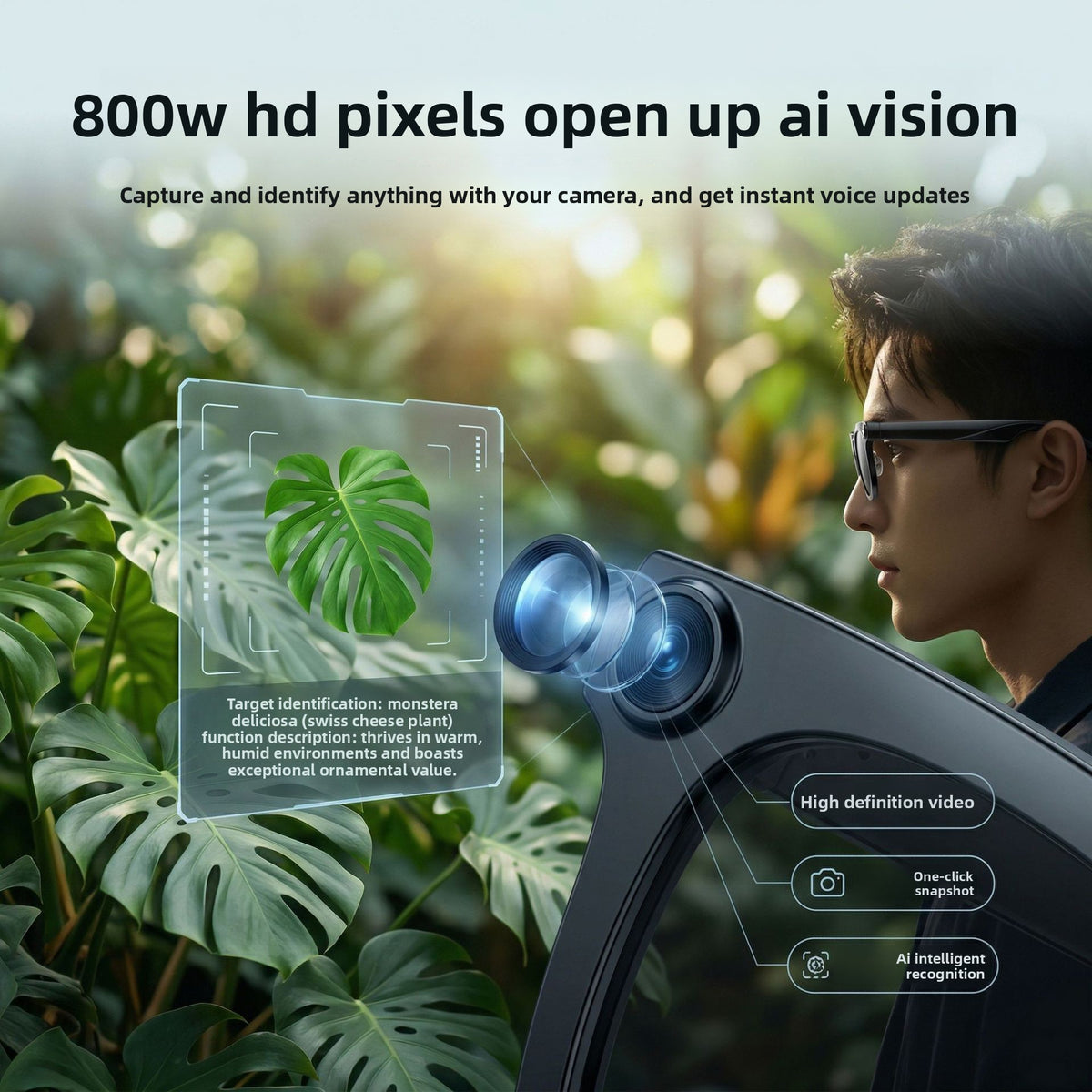 AI Smart Glasses with Camera and Bluetooth