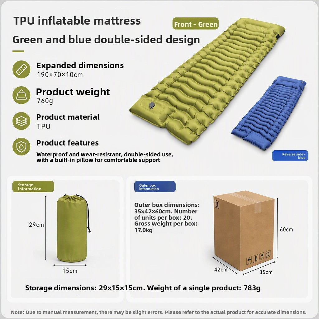 Ultra-Light Foot-Operated Automatic Inflatable Camping Mattress with Pillow