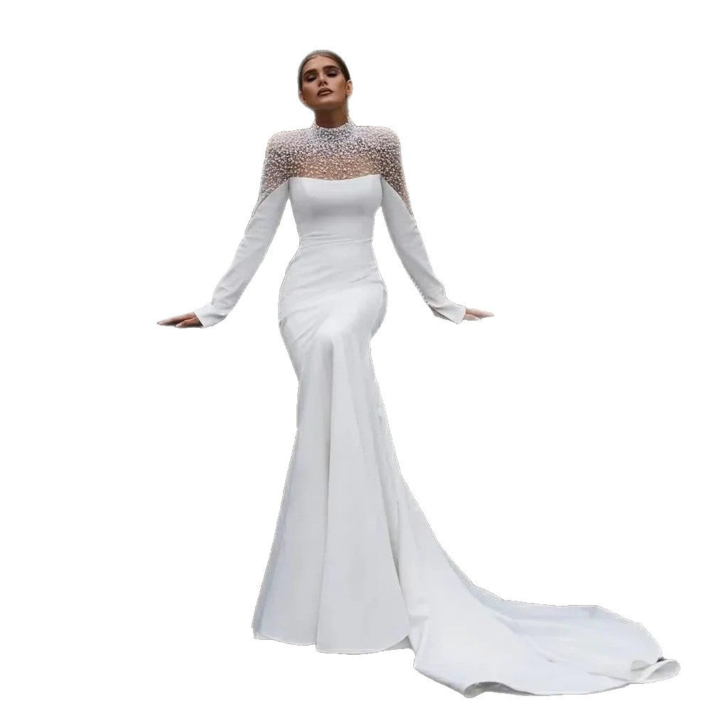 Satin Long Sleeve Mermaid Wedding Dress
