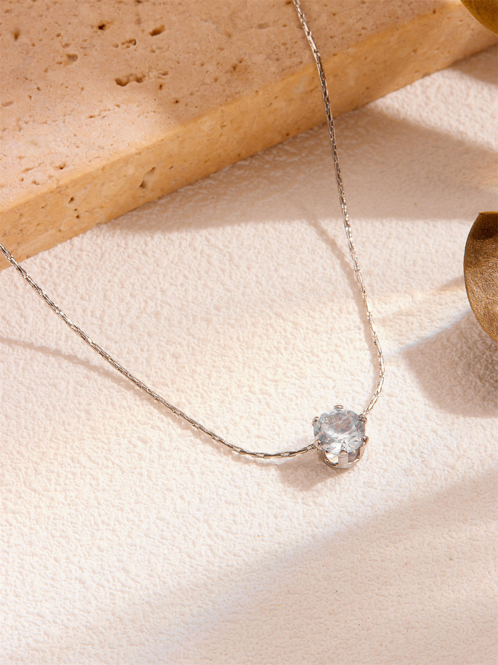 Geometric Zircon Titanium Steel Necklace