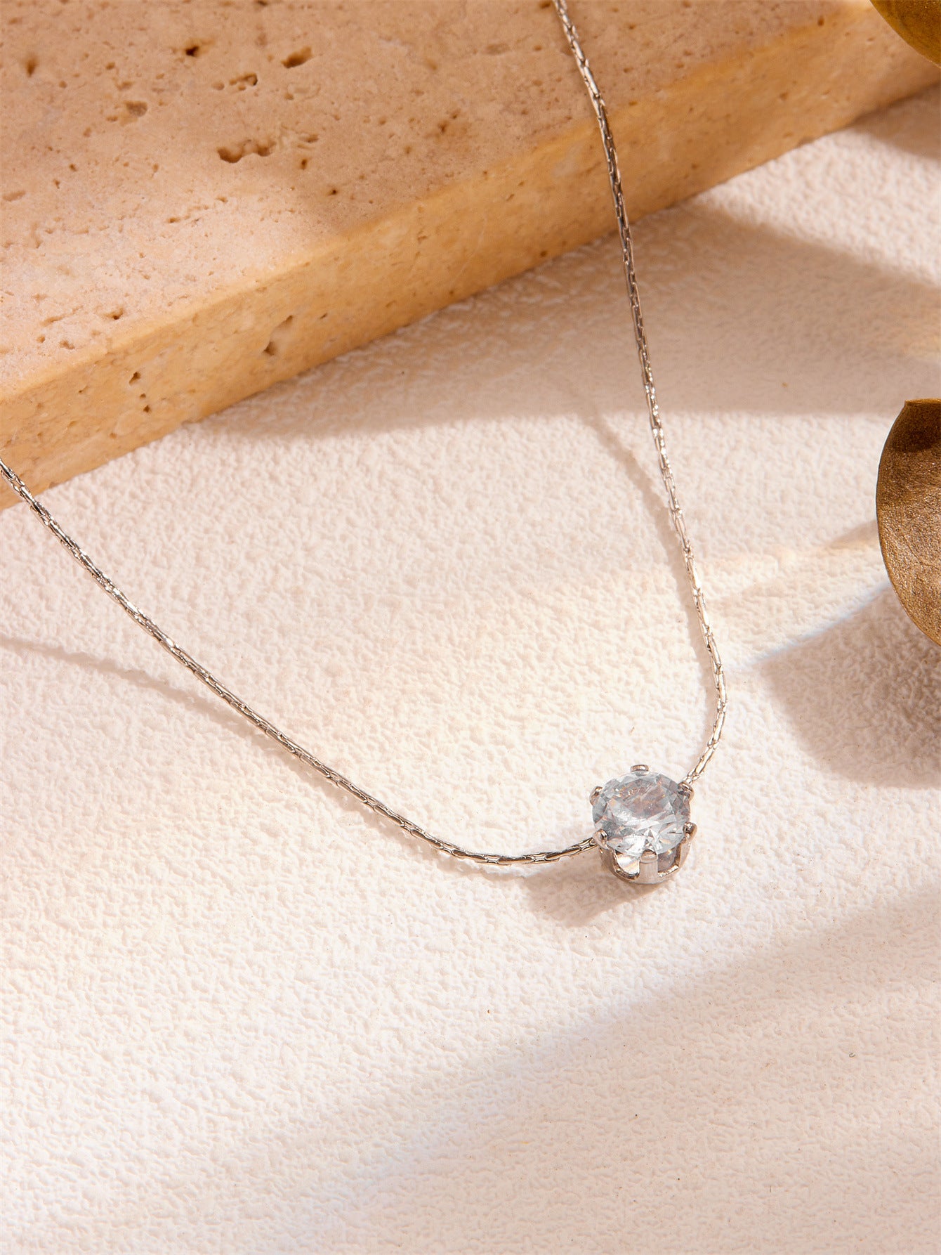 Geometric Zircon Titanium Steel Necklace