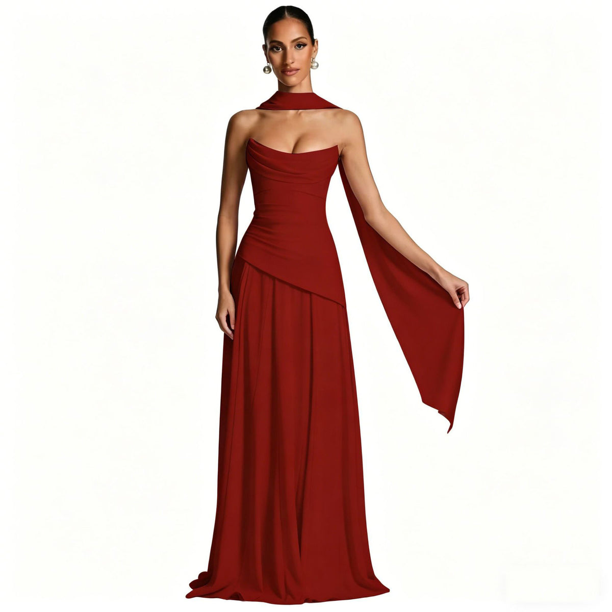 Strappy Slim-Fit Tube Evening Dress