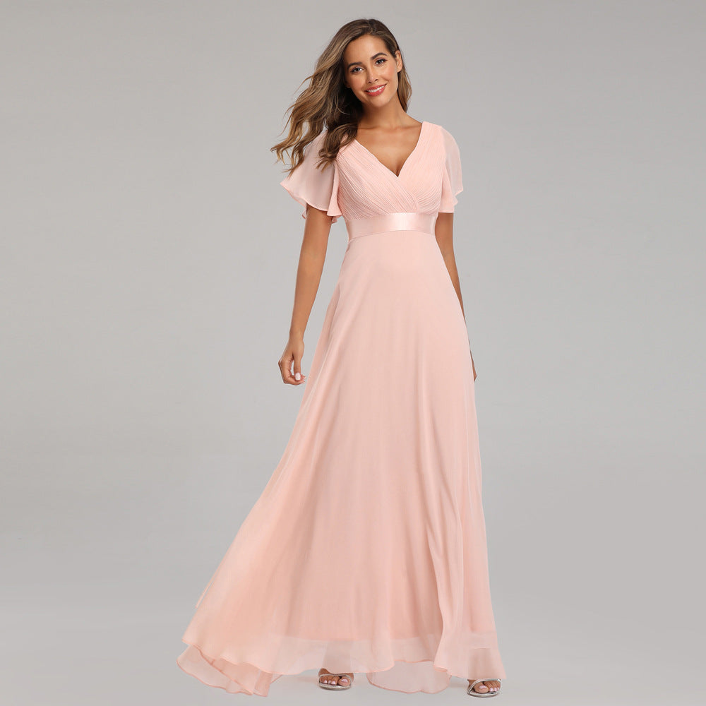 Elegant Trumpet Sleeve Chiffon Evening Dress