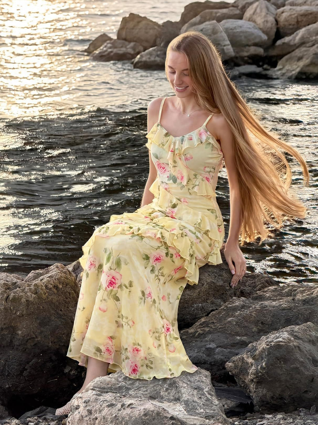 Womens Floral Strap Bodycon Party Dress