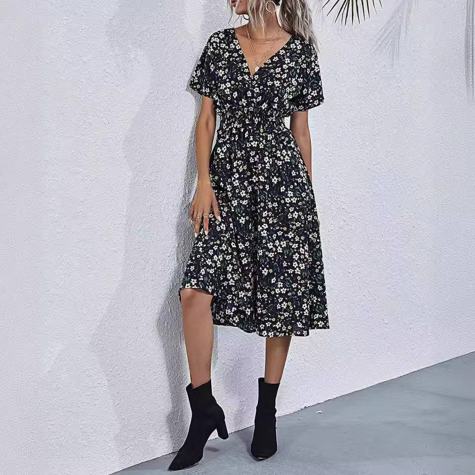 Floral Print A-Line Summer Dress