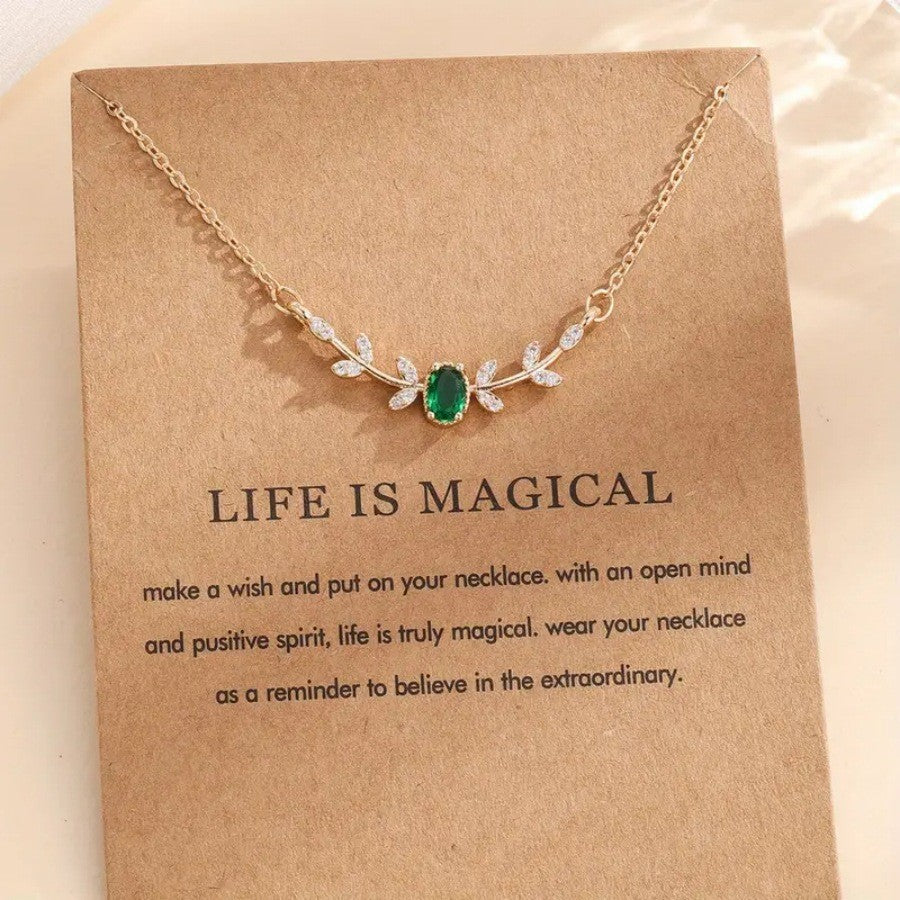 Zircon Branch Necklace with Copper Pendant