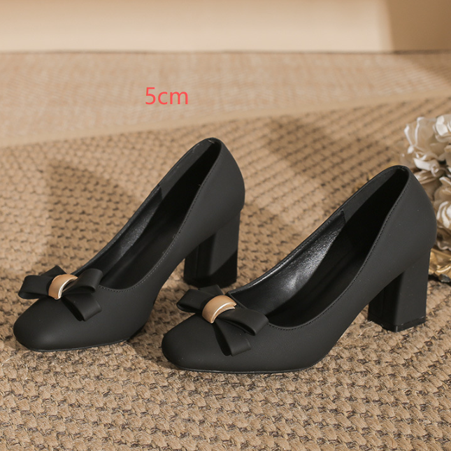 Womens Square Toe Chunky Heel Shoes