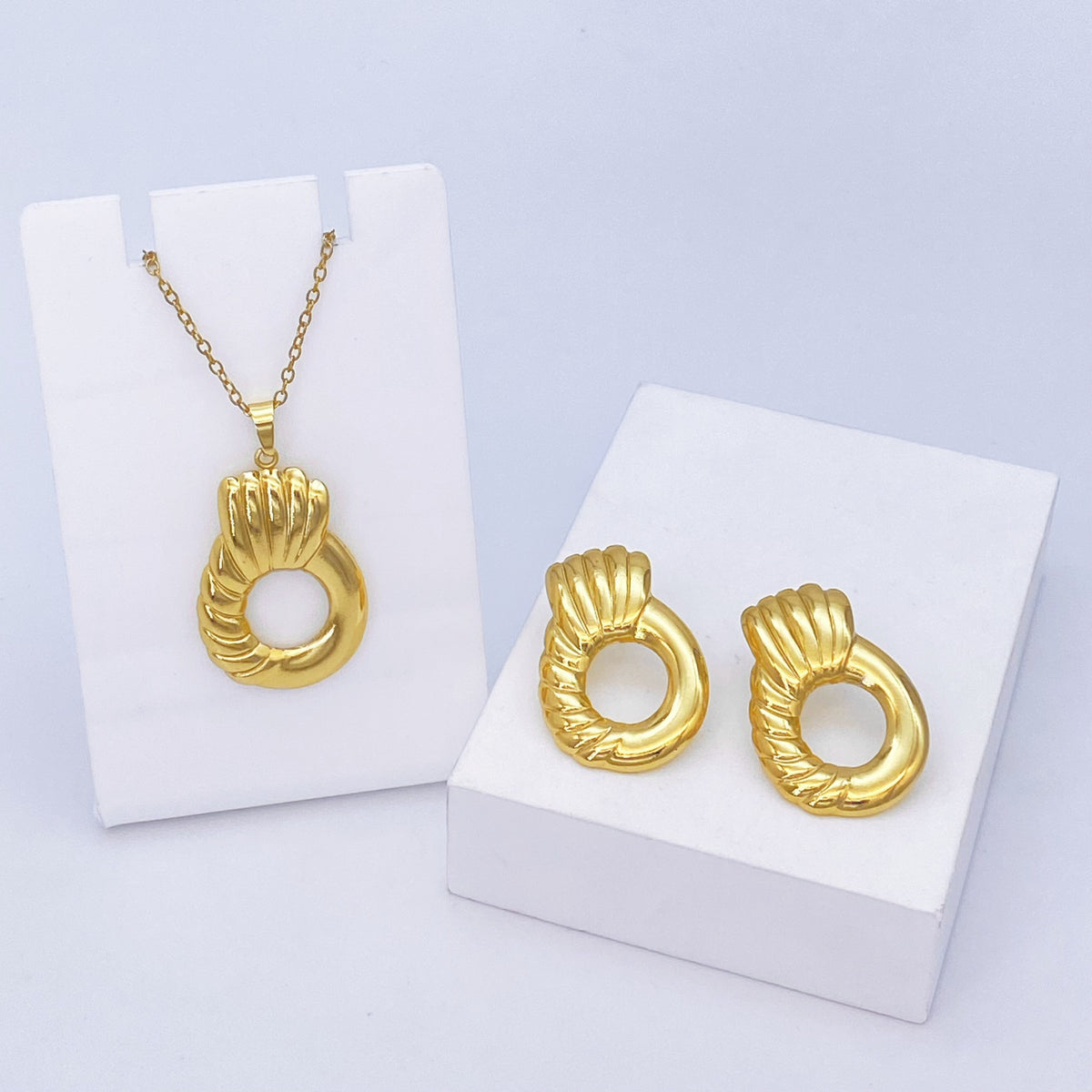 Stainless Steel Earrings and Necklace