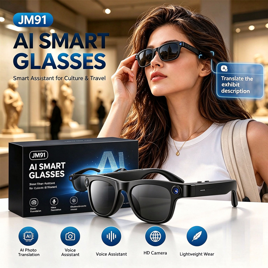 Smart Glasses with AI Translation HD Camera
