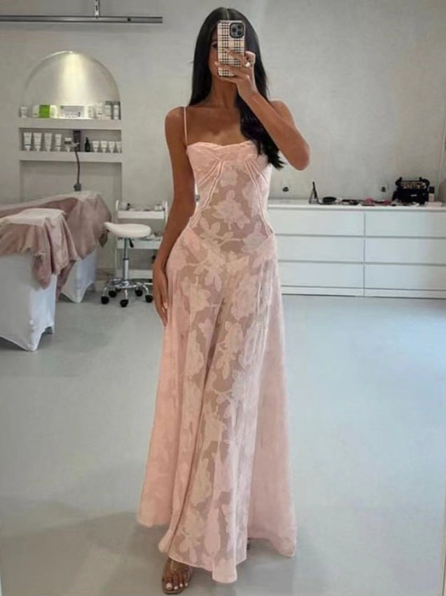 Floral Slip Dress with See-Through Design
