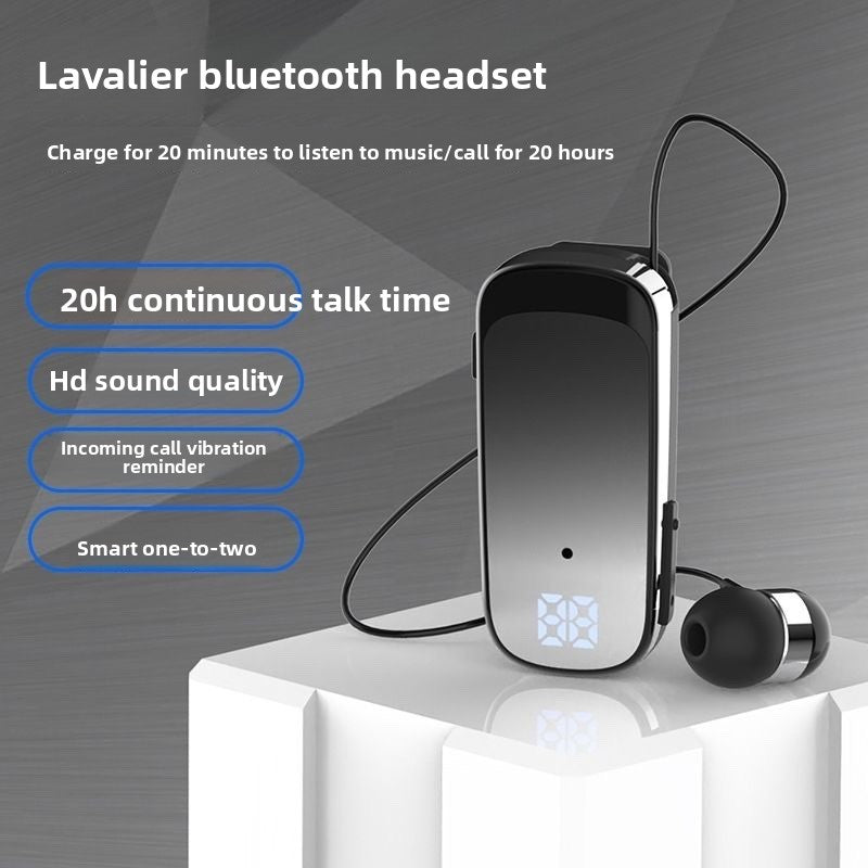 Clip-On Retractable Bluetooth Earphone with Digital Display