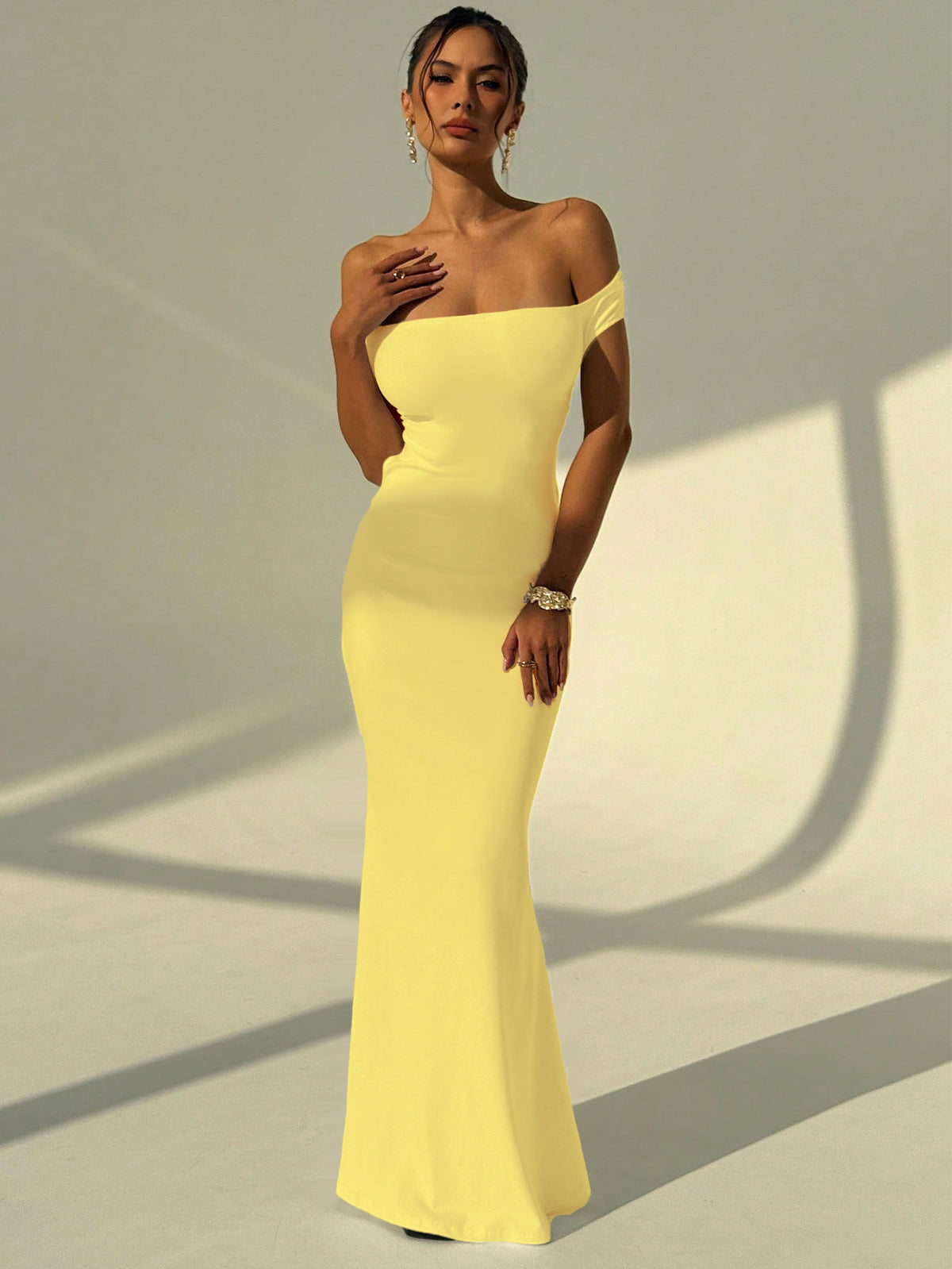 Sleeveless One-Shoulder Backless Slim Fit Long Dress