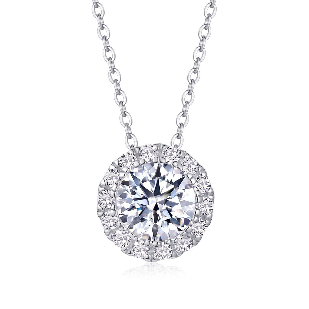 Sterling Silver Moissanite Geometric Pendant Necklace