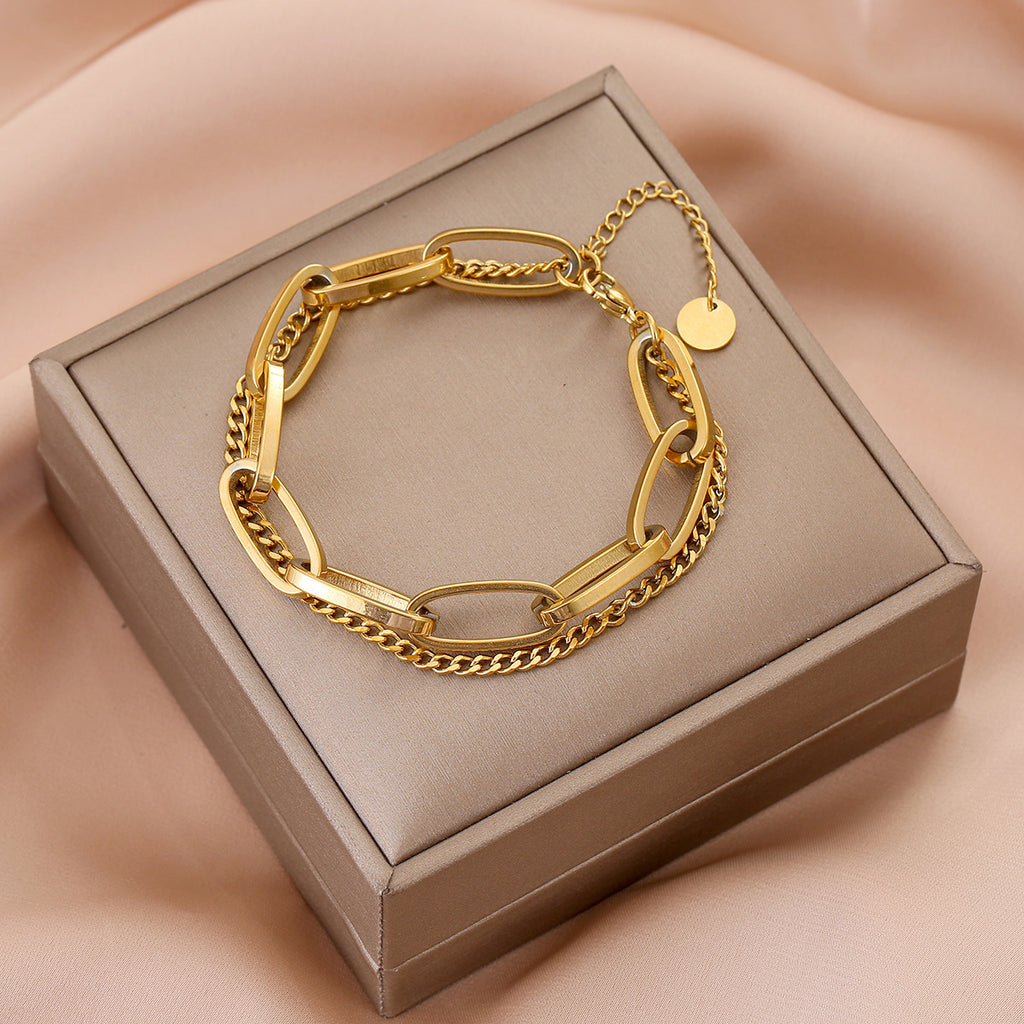 Women's Titanium Steel Inlaid Charm Bracelet Versatile Fashion Jewelry