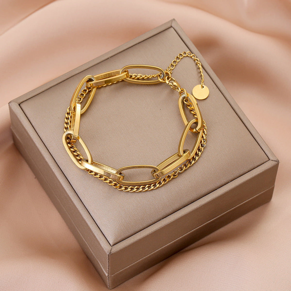 Women's Titanium Steel Inlaid Charm Bracelet Versatile Fashion Jewelry