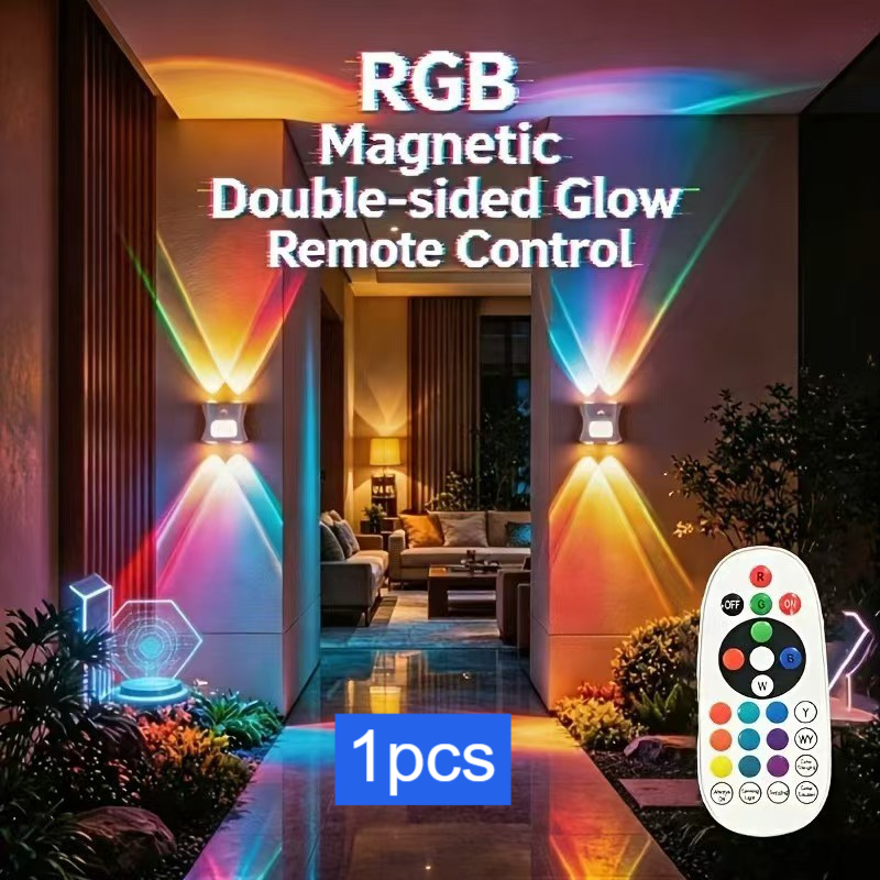 RGB Gradient Motion Sensor Rechargeable Magnetic Cat Eye Wall Lamp with Remote