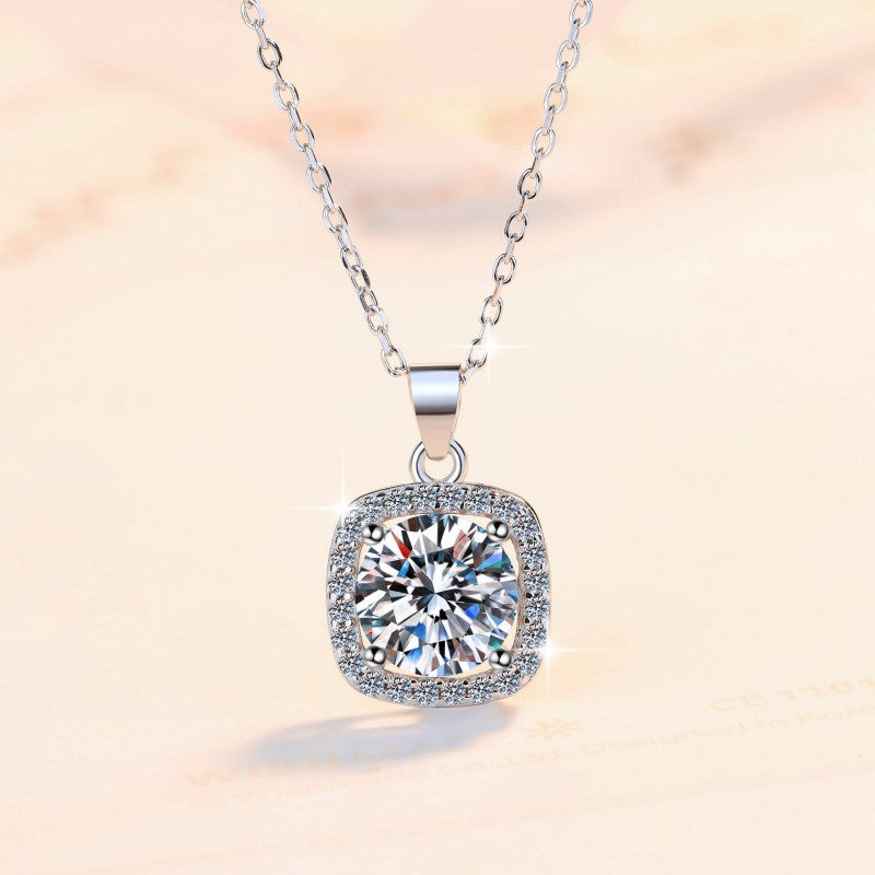 Sterling Silver Square Pendant Necklace