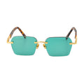 Crystal Sunglasses Green Rimless Cut Edge Glasses