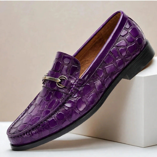 Men's Business Casual Loafers with Crocodile Pattern