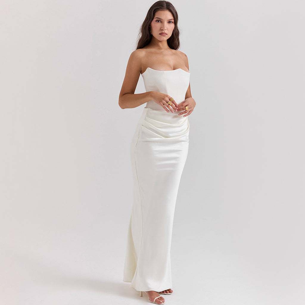 Strapless and backless evening dress