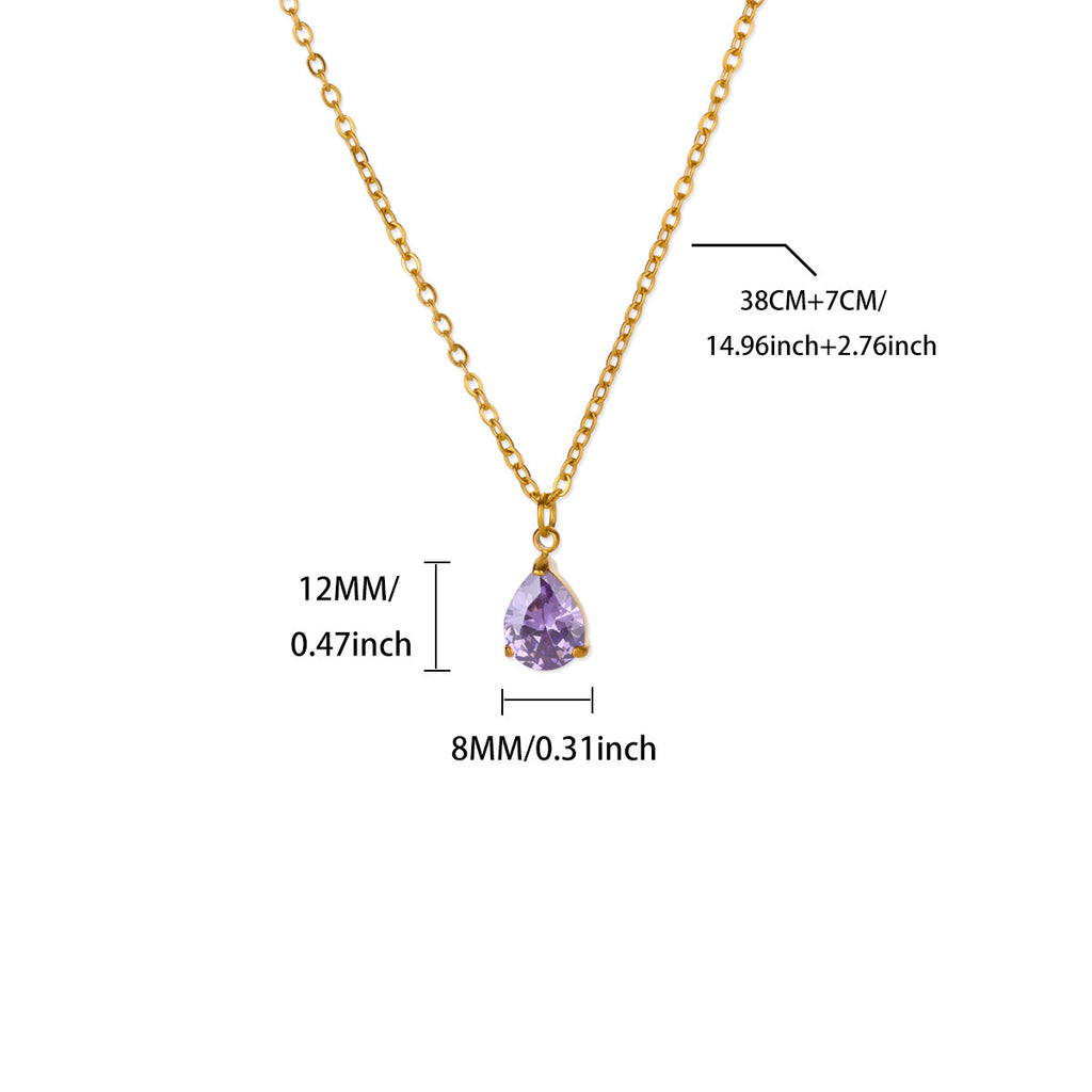 Water Drop Zircon Birthstone Necklace