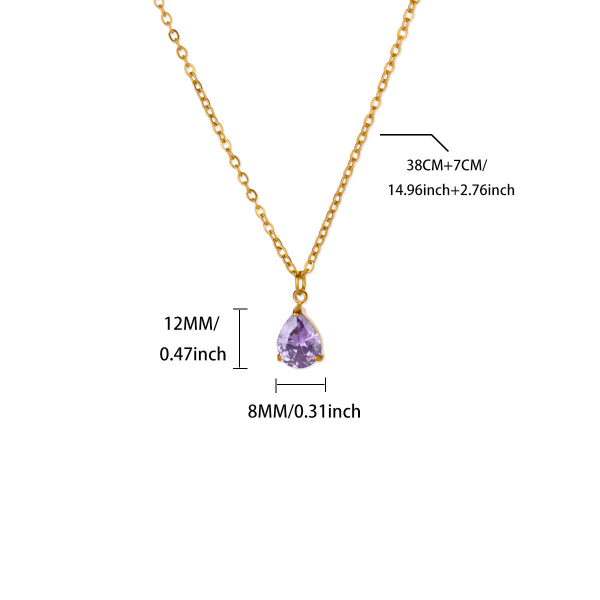 Water Drop Zircon Birthstone Necklace