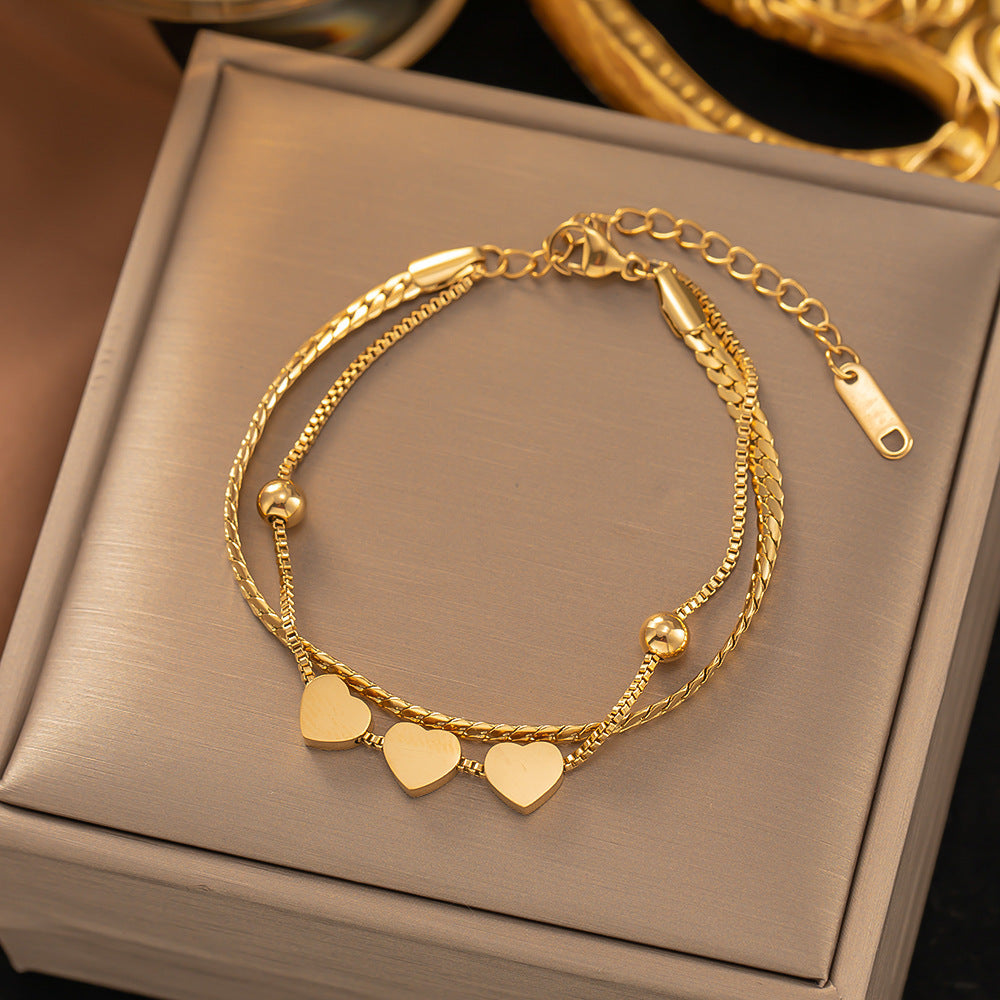 Women's Titanium Steel Inlaid Charm Bracelet Versatile Fashion Jewelry