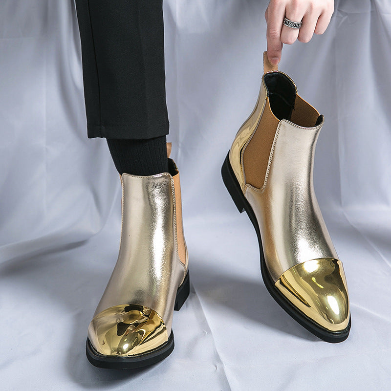 Spring and autumn high-top leather shoes