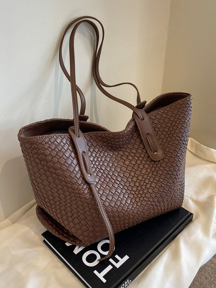 Woven Shoulder Tote Bag