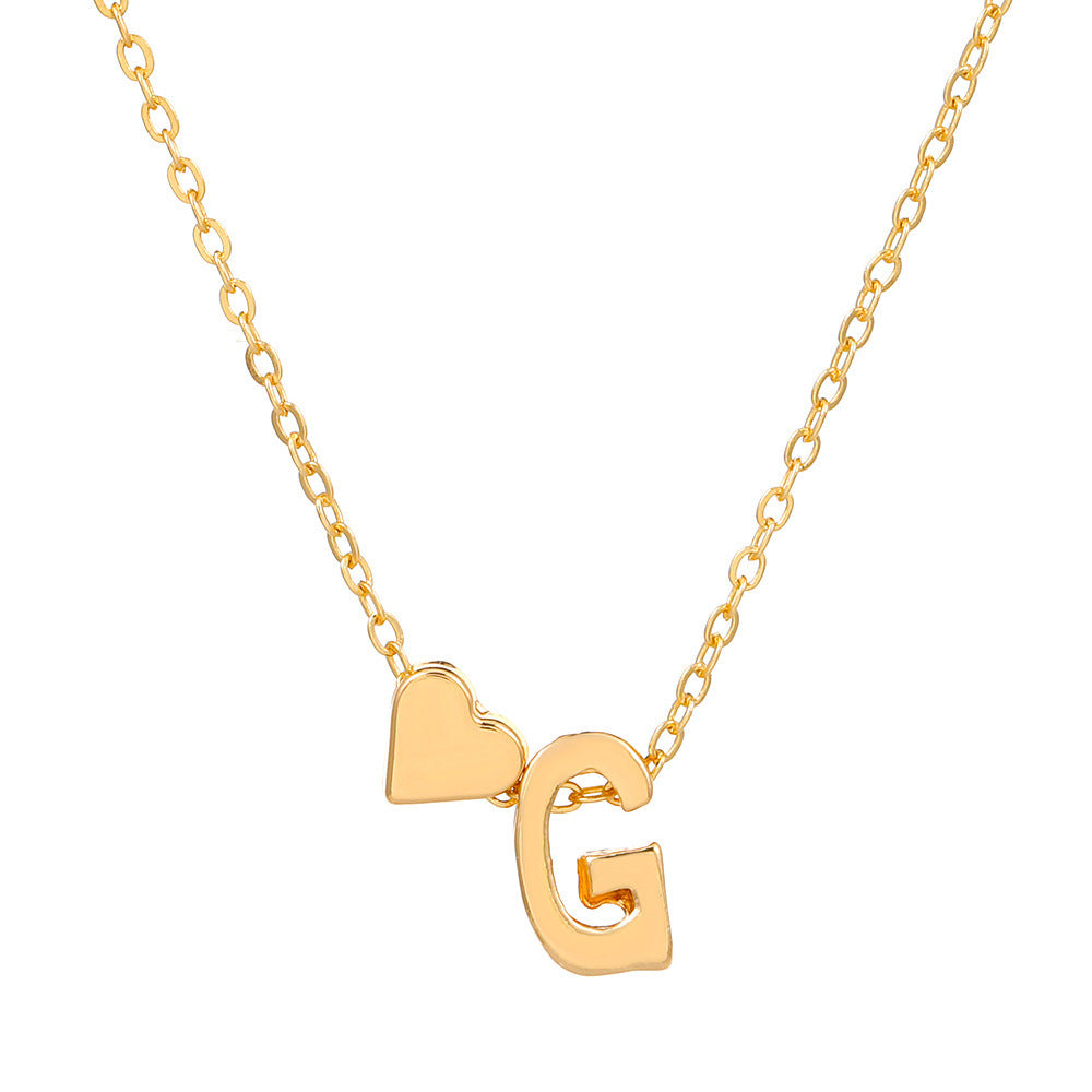 Heart Letter Necklace and Bracelet Set