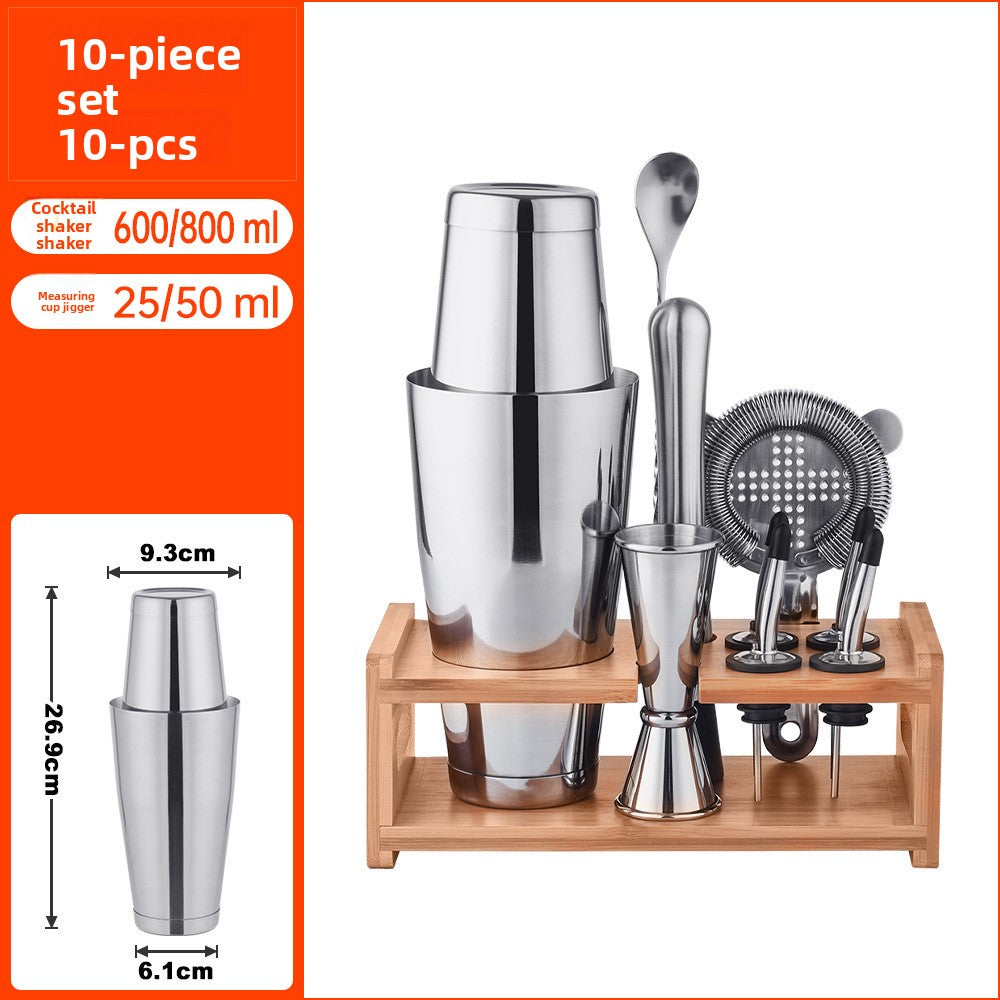 Professional Bartender Kit with Bamboo Rack Cocktail Shaker Set