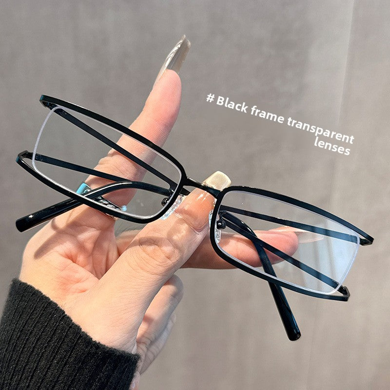 Women's silver metal plain glasses