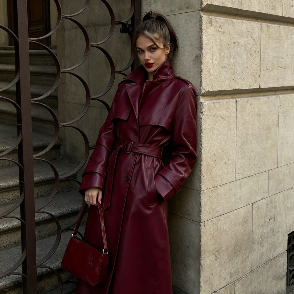 Imitation Leather Coat
