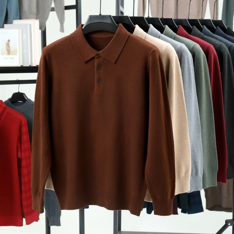 Mens Wool Blend Knitted Polo Shirt